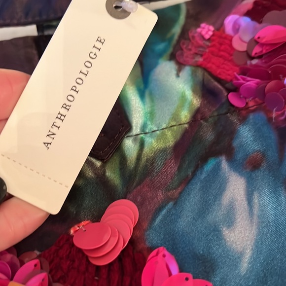 NWT ANTHROPOLOGIE Satin Beaded Tote - Picture 6 of 9